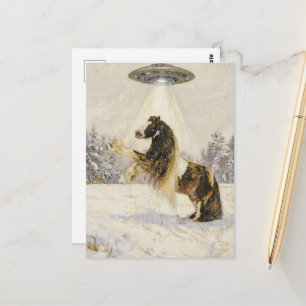 Horse and a UFO in the Winter Postcard