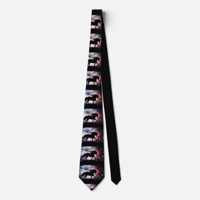 Horse and American Flag Patriotic Tie (Front)