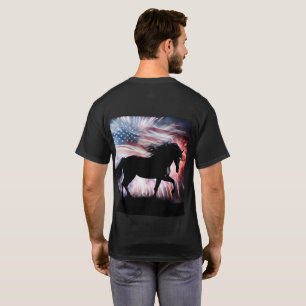 Horse and American Flag with Fireworks T-Shirt