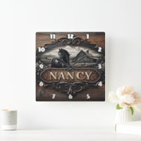 Horse and Barn Carving With Name on Wooden Sign
