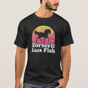Horse And Bass Fish Women Or Girls Horses Fishing T-Shirt