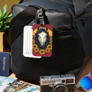 Horse And Black Eyed Susan Flowers Luggage Tag