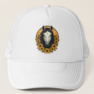 Horse And Black Eyed Susan Flowers Trucker Hat