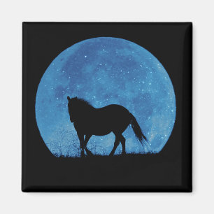 Horse and Blue Full Moon Magnet