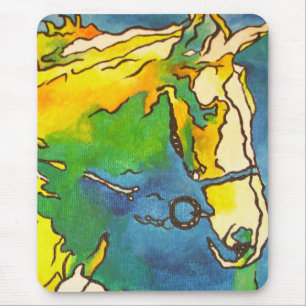 "Horse and Bridle Colorful Black Outline Art"  #ho Mouse Mat