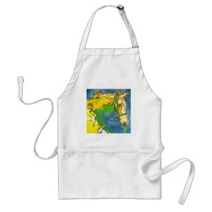 "Horse and Bridle Colorful Black Outline Art" #ho Standard Apron