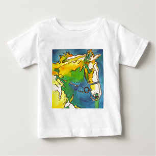 "Horse and Bridle Colourful Black Outline Art" #h Baby T-Shirt