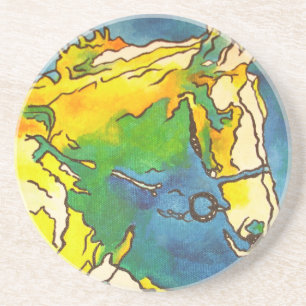 "Horse and Bridle Colourful Black Outline Art" #h Coaster