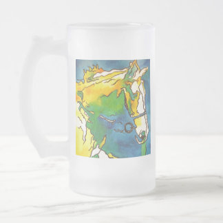 "Horse and Bridle Colourful Black Outline Art" #h Frosted Glass Beer Mug