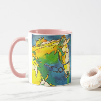 "Horse and Bridle Colourful Black Outline Art" #h Mug