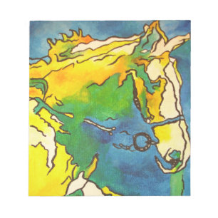 "Horse and Bridle Colourful Black Outline Art" #h Notepad
