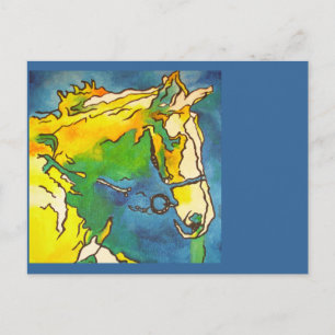 "Horse and Bridle Colourful Black Outline Art" #h Postcard
