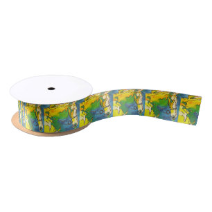 "Horse and Bridle Colourful Black Outline Art" #h Satin Ribbon