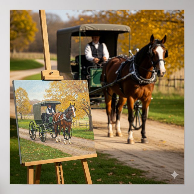 Horse and Buggy Painting Poster (Front)