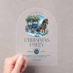 Horse and Carriage Blue Christmas Party Invite Acrylic Invitations<br><div class="desc">This Christmas-themed party invite features beautiful retro Christmas typography with a horse and carriage with a blue and gold Christmas decoration. Romantic holiday party invitation.</div>