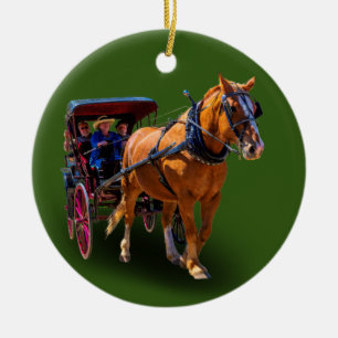 HORSE AND CARRIAGE CERAMIC TREE DECORATION