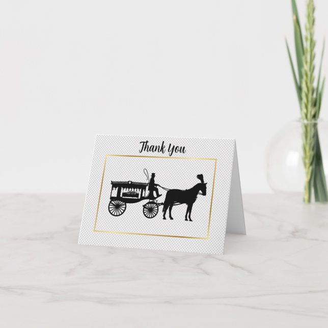  Horse and Carriage Hearse Silhouette Blank Card (Front)
