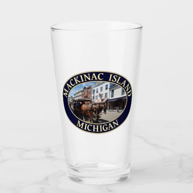 Horse and Carriage in Downtown Mackinac Island Glass (Front)