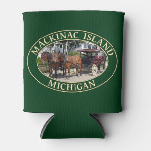 Horse and Carriage on Historic Mackinac Island, MI Can Cooler