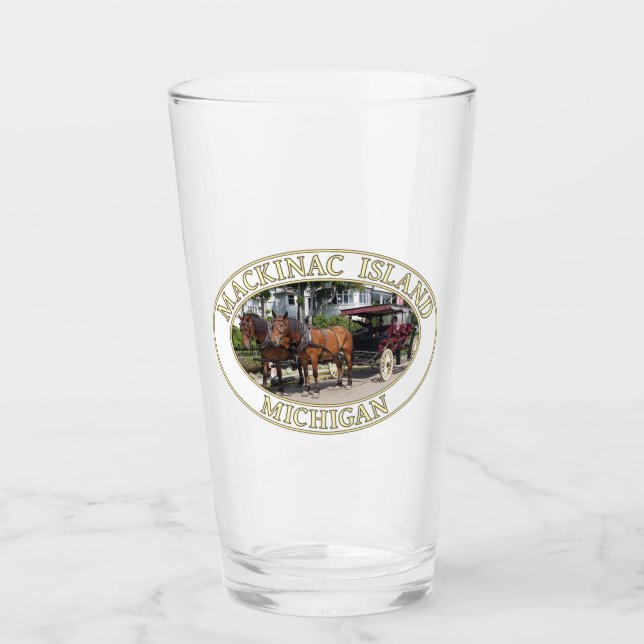 Horse and Carriage on Mackinac Island, Michigan Glass (Front)