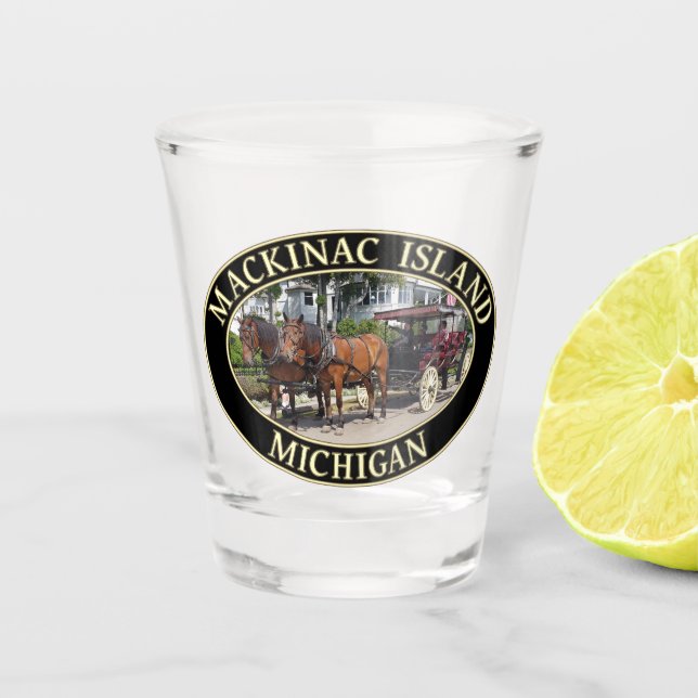 Horse and Carriage on Mackinac Island, Michigan Shot Glass (Front)