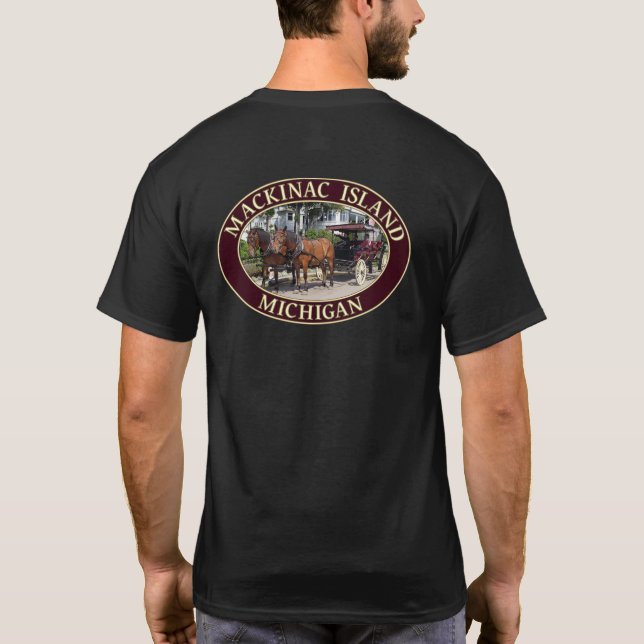 Horse and Carriage on Mackinac Island, Michigan T-Shirt (Back)