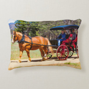 HORSE AND CARRIAGE - PAINTERLY DECORATIVE CUSHION