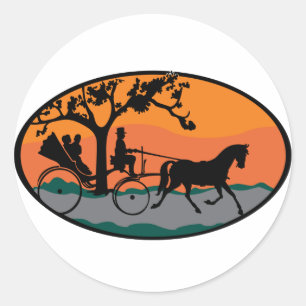 Horse and Carriage Ride Classic Round Sticker