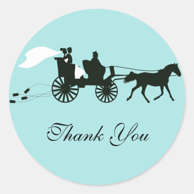 Horse and Carriage Wedding Thank You Stickers (Front)
