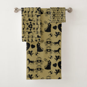 Horse And Cart Romantic Wedding Bath Towel Set