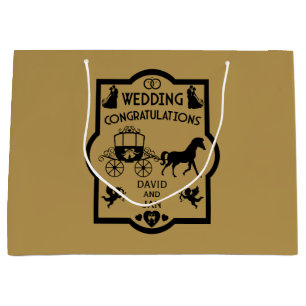 Horse And Cart Romantic Wedding Large Gift Bag