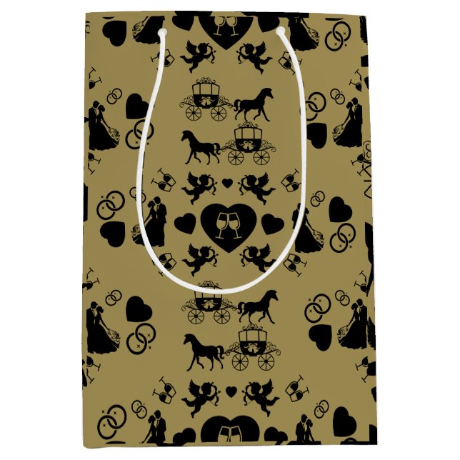 Horse And Cart Romantic Wedding Medium Gift Bag (Front)