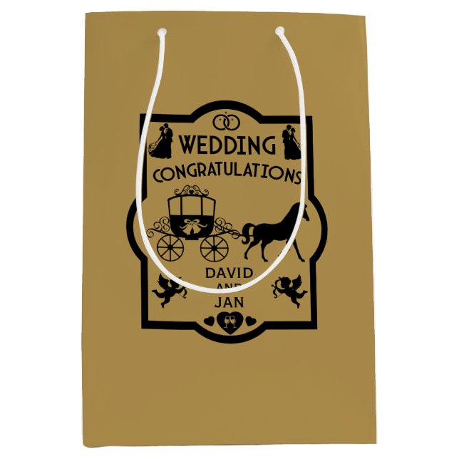 Horse And Cart Romantic Wedding Medium Gift Bag (Front)