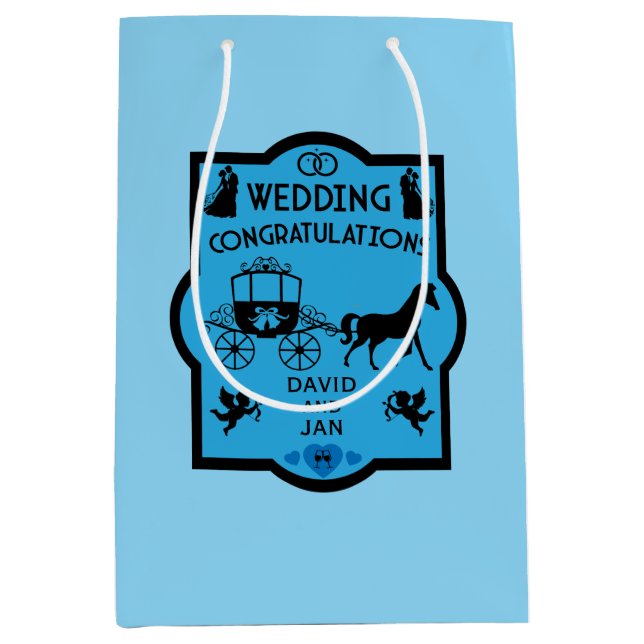 Horse And Cart Romantic Wedding Medium Gift Bag (Front)