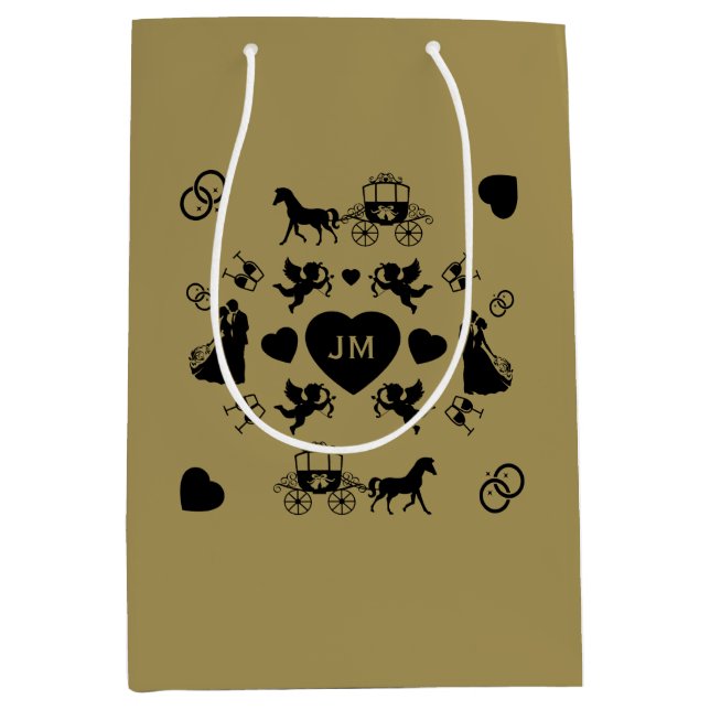 Horse And Cart Romantic Wedding Medium Gift Bag (Front)