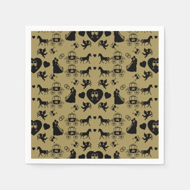Horse And Cart Romantic Wedding Napkin (Front)