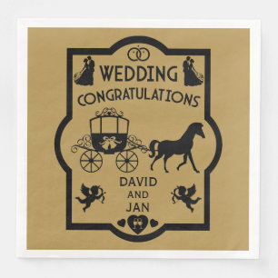 Horse And Cart Romantic Wedding Napkin