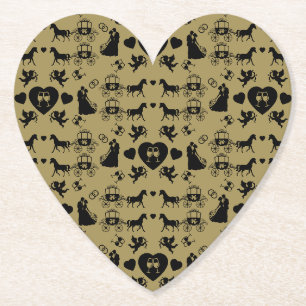 Horse And Cart Romantic Wedding Paper Coaster