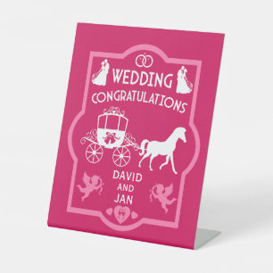 Horse And Cart Romantic Wedding Pedestal Sign