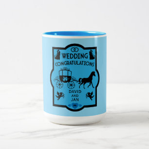 Horse And Cart Romantic Wedding Two-Tone Coffee Mug
