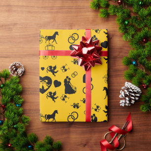 Horse And Cart Romantic Wedding Wrapping Paper