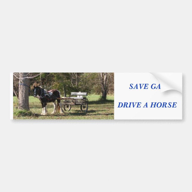 Horse and Cart, SAVE GASDRIVE A HORSE Bumper Sticker (Front)