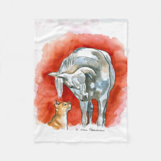Horse and Cat Fleece Blanket