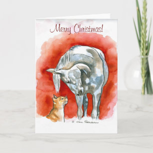 Horse and Cat Holiday Card