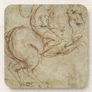 Horse and Cavalier (pen and ink on paper) Coaster