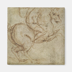Horse and Cavalier (pen and ink on paper) Magnet