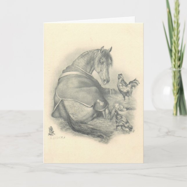Horse and Chickens, Christmas Holiday Card (Front)