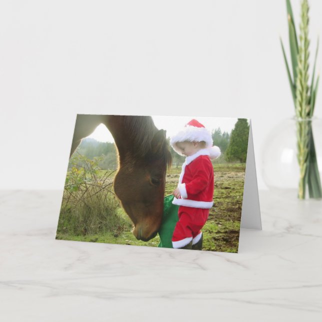Horse and Child Santa Christmas card (Front)