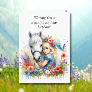 Horse and Colouring Page   Birthday Card for Girl