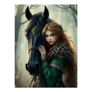 Horse and Companion Fantasy Art Poster